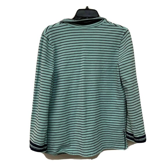 Talbots Womens Multicolor Stripe Split Neck Cotton Blend Tunic Top - Picture 2 of 4